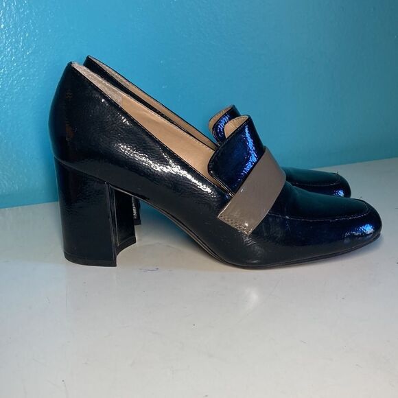 Franco Sarto Womens Heels Size 7 / 37 Black Patent Leather 3" Block Heel Shoes - Picture 11 of 15